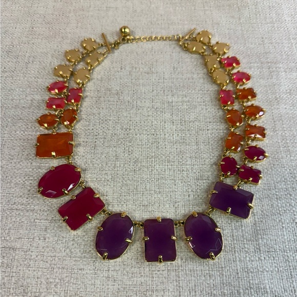kate spade Jewelry - Kate Spade Coated Confetti Pink Purple Orange Gold Statement Necklace